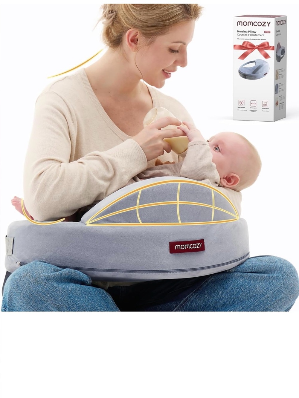 Momcozy Grey Nursing Pillow